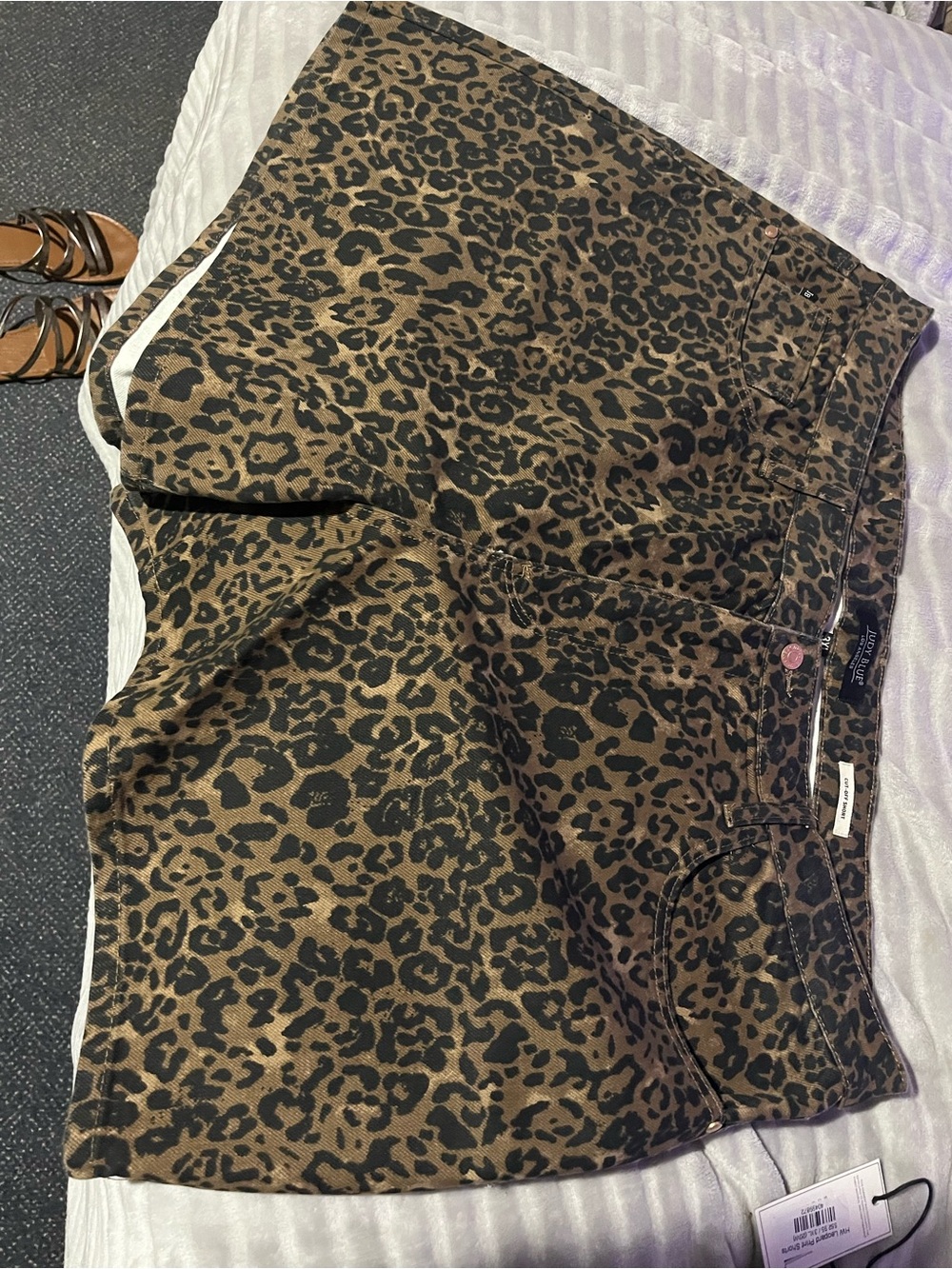 Judy Blue Leopard Print Jean Shorts - Brown & Black